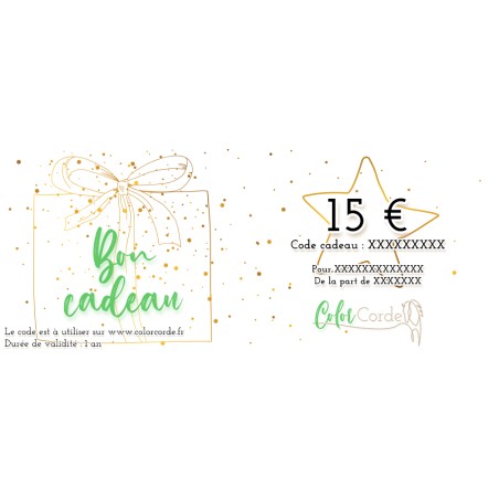 Bon cadeau colorcorde de 15€