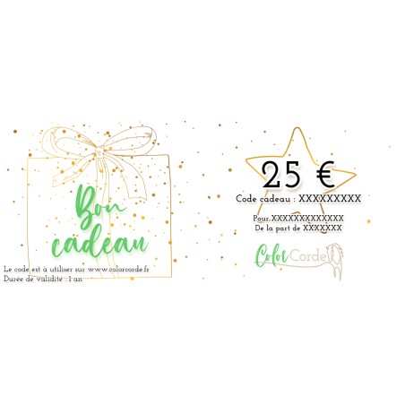 Bon cadeau colorcorde de 25€